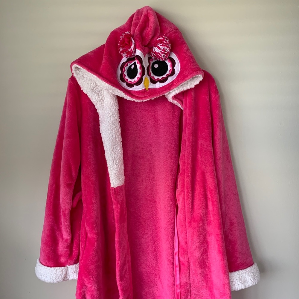 Cozy Owl Pyjama Robe Pink & White